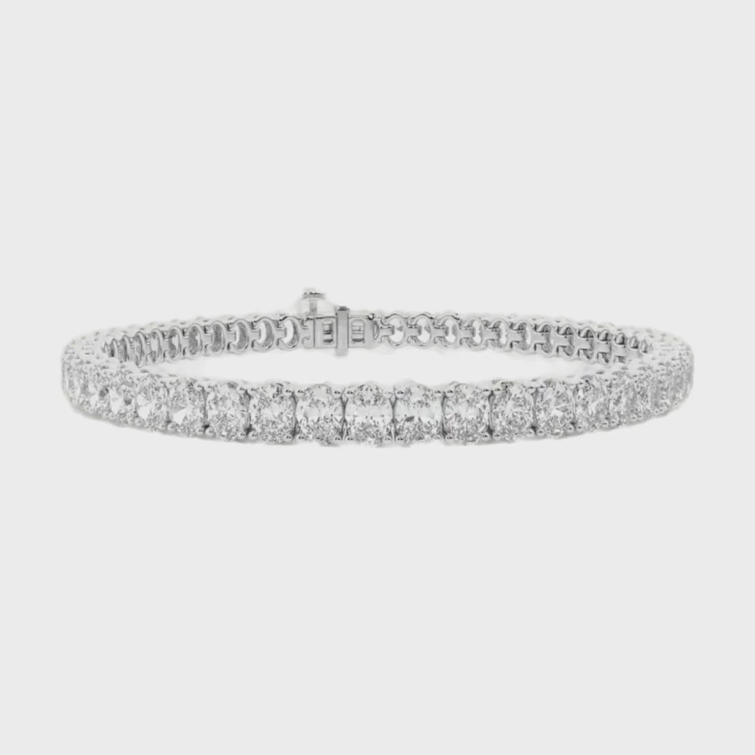 14k gold north to south oval diamond tennis bracelet with lab-created diamonds
