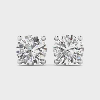14k gold round diamond stud earrings with lab-created diamonds by Sakaris Jewelers