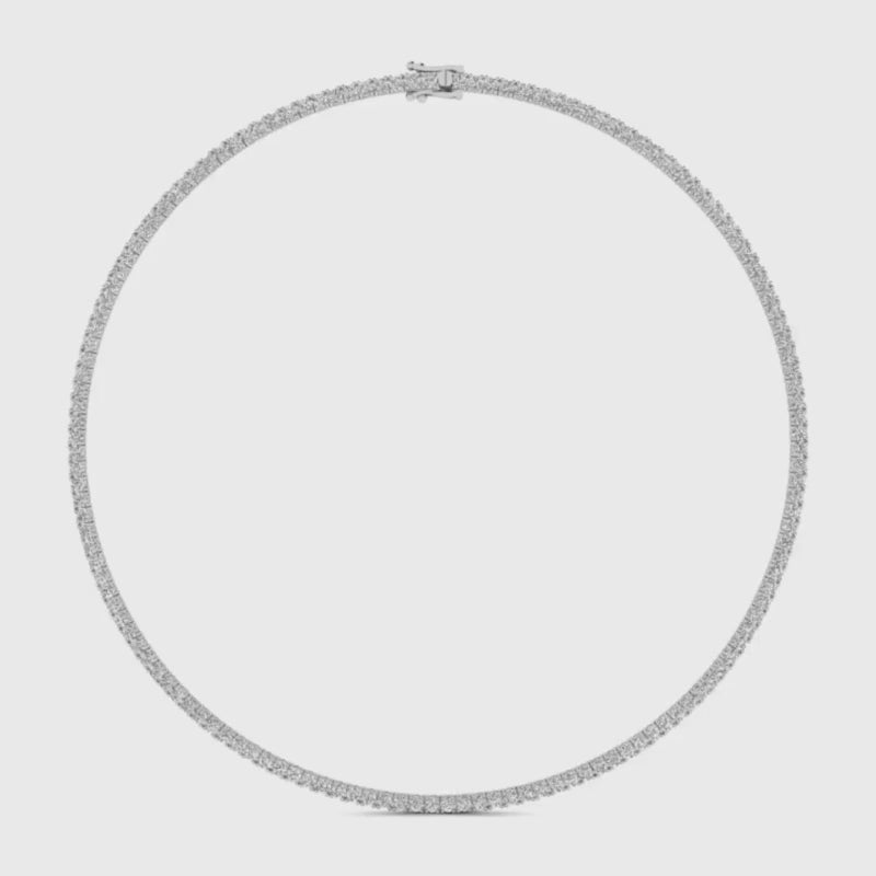 14k gold diamond tennis necklace with 10ct or 15ct lab-created diamonds in 16 or 18 inches by Sakaris Jewelers