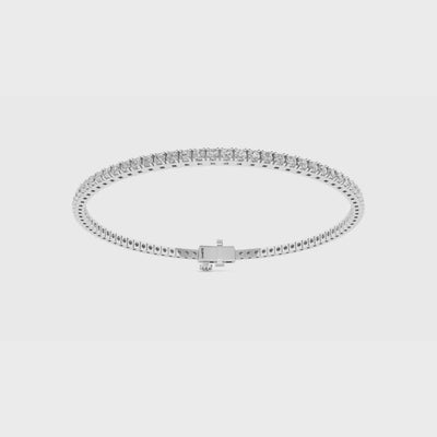 Round diamond tennis bracelet in 2ct and 3ct, 14k white and yellow gold from Sakaris Jewelers