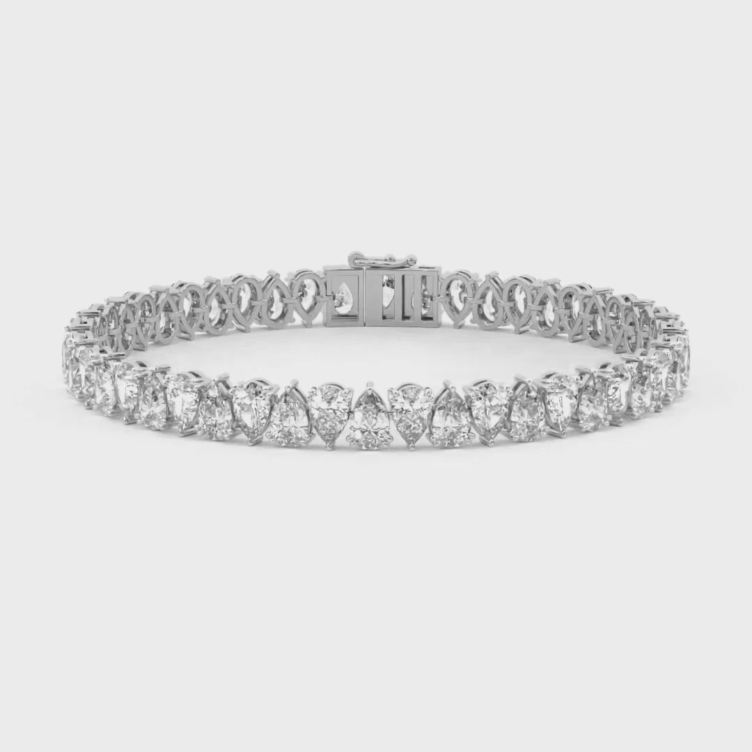 14k gold pear diamond tennis bracelet with lab-created diamonds