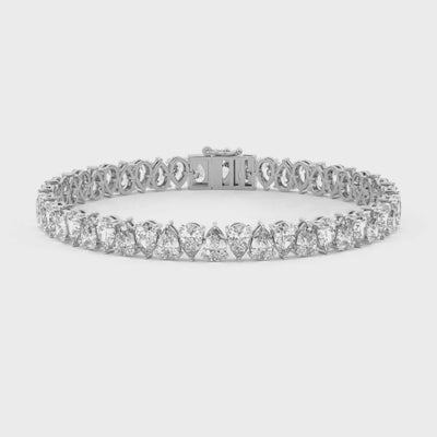 14k gold pear diamond tennis bracelet with lab-created diamonds