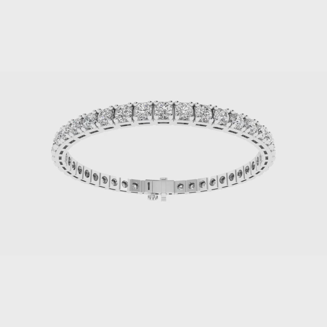 14k gold round diamond tennis bracelet with 9ct, 10.5ct, or 12ct lab-created diamonds by Sakaris Jewelers