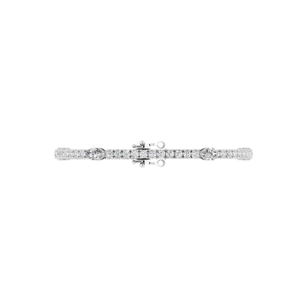 Round Diamond Tennis Bracelet with Marquise Diamond Accents