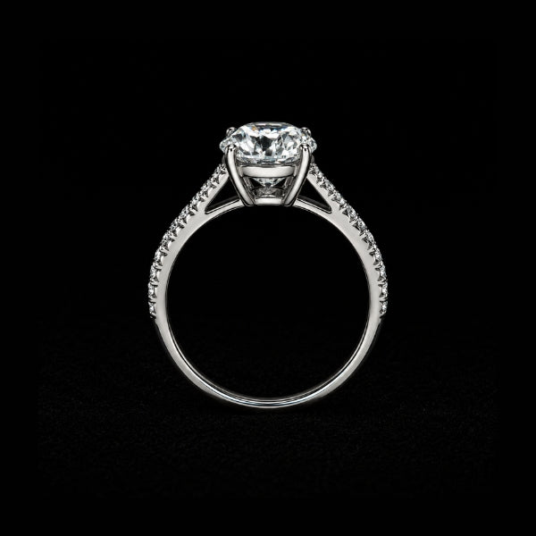Custom cathedral setting engagement ring by Sakaris Jewelers private jewelry studio Naples Florida