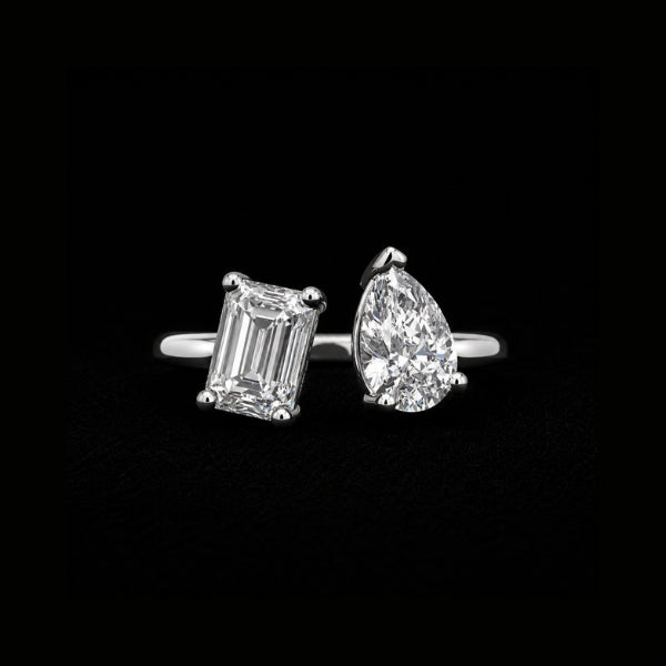 Custom toi et moi two stone engagement ring designed by Sakaris Jewelers Naples Florida