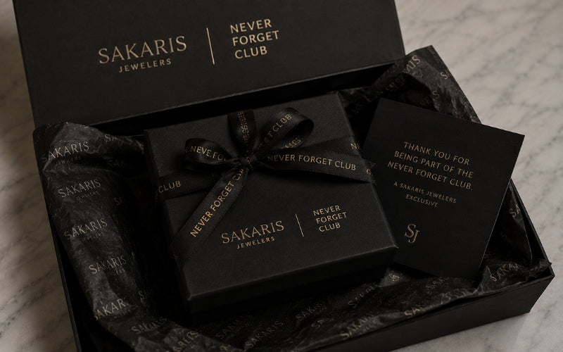 Beautifully gift wrapped fine jewelry from Sakaris Jewelers Naples Florida ready to give